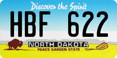 ND license plate HBF622