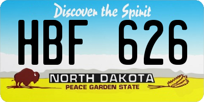 ND license plate HBF626