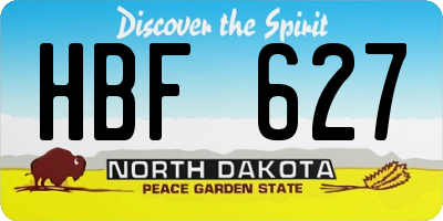ND license plate HBF627