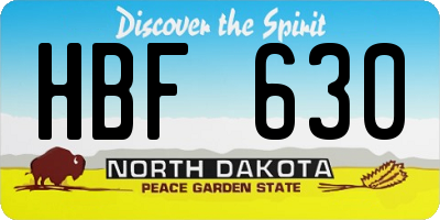 ND license plate HBF630