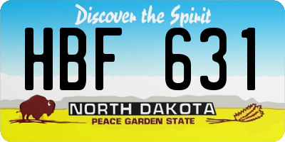 ND license plate HBF631