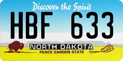 ND license plate HBF633