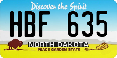 ND license plate HBF635