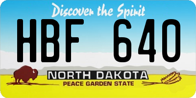 ND license plate HBF640