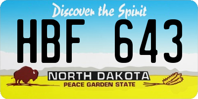ND license plate HBF643