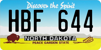 ND license plate HBF644