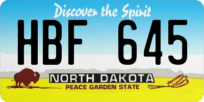 ND license plate HBF645