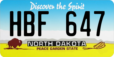 ND license plate HBF647