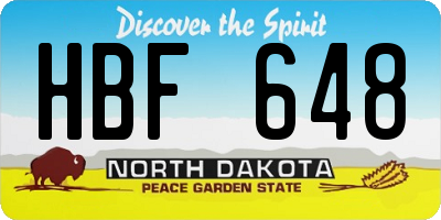 ND license plate HBF648