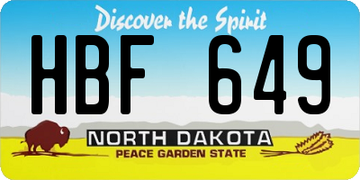 ND license plate HBF649