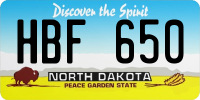 ND license plate HBF650