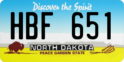 ND license plate HBF651