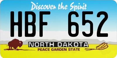 ND license plate HBF652