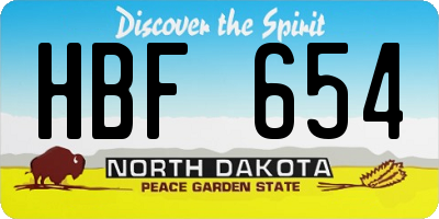 ND license plate HBF654