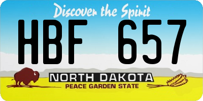 ND license plate HBF657