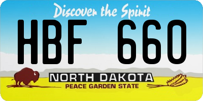 ND license plate HBF660