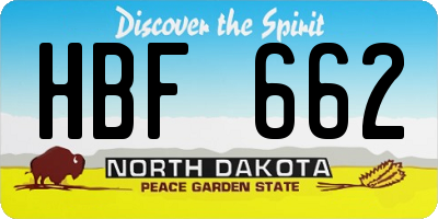 ND license plate HBF662