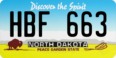 ND license plate HBF663