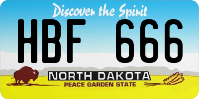 ND license plate HBF666