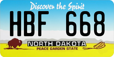 ND license plate HBF668