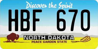 ND license plate HBF670