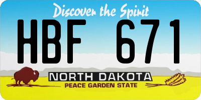 ND license plate HBF671