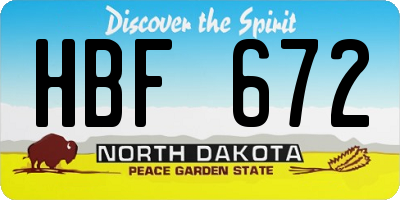ND license plate HBF672