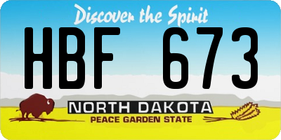 ND license plate HBF673