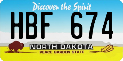 ND license plate HBF674
