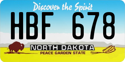 ND license plate HBF678