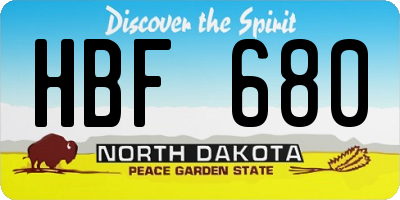 ND license plate HBF680