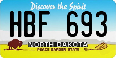 ND license plate HBF693