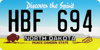 ND license plate HBF694