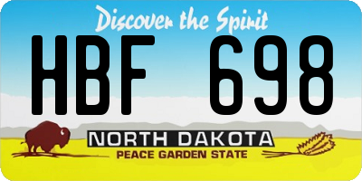ND license plate HBF698