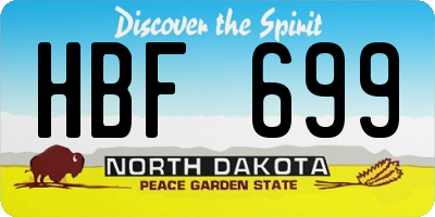 ND license plate HBF699