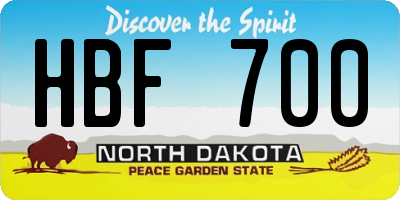 ND license plate HBF700