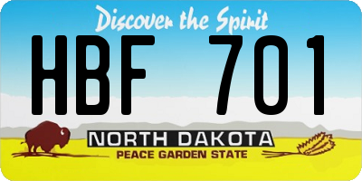 ND license plate HBF701