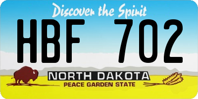 ND license plate HBF702