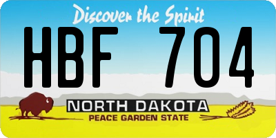 ND license plate HBF704