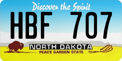 ND license plate HBF707