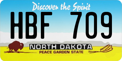 ND license plate HBF709