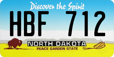 ND license plate HBF712
