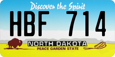 ND license plate HBF714