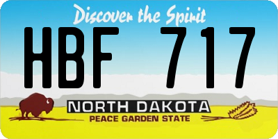 ND license plate HBF717