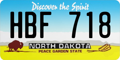 ND license plate HBF718