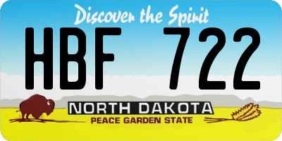 ND license plate HBF722