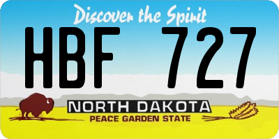 ND license plate HBF727