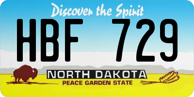 ND license plate HBF729