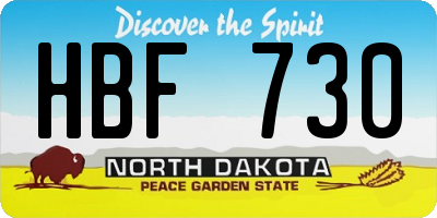 ND license plate HBF730