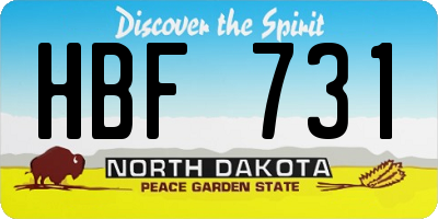 ND license plate HBF731